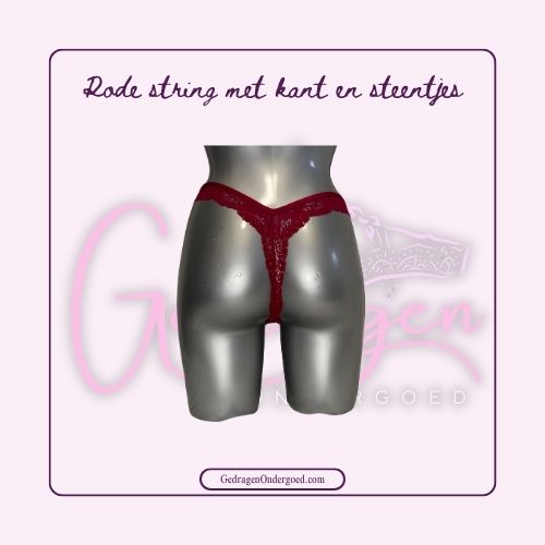 Achterkant Rode string van gedragen ondergoed gepresenteerd op een paspop