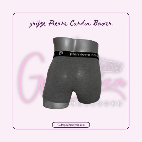 Achterkant Grijs met Zwarte Pierre Cardin Heren Boxer gedragen door gedragen ondergoed gepresenteerd op een paspop