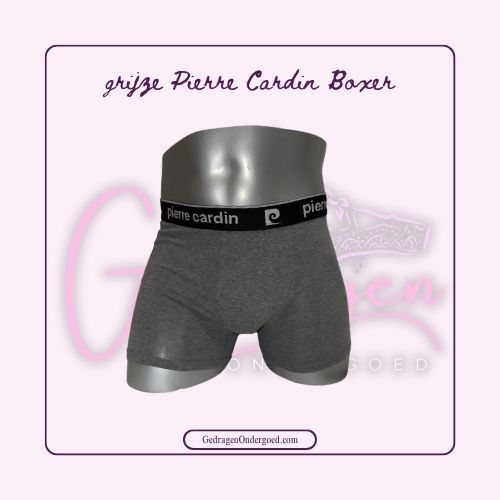 Grijs met Zwarte Pierre Cardin Heren Boxer gedragen door gedragen ondergoed gepresenteerd op een paspop