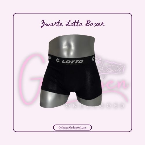 Zwarte Lotto Heren Boxer gedragen door gedragen ondergoed gepresenteerd op een paspop