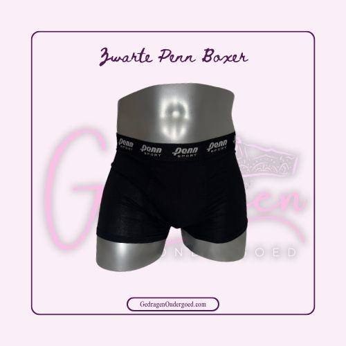 Zwarte Penn Heren Boxer gedragen door gedragen ondergoed gepresenteerd op een paspop